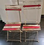 2 Bistro klapstoelen jaren 50/60 (opknapbeurt nodig), Tuin en Terras, Ophalen, Metaal