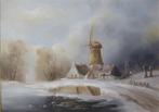 Gaston Quidousse (1938-1998): Winters Molenzicht (122x92cm), Antiek en Kunst, Ophalen
