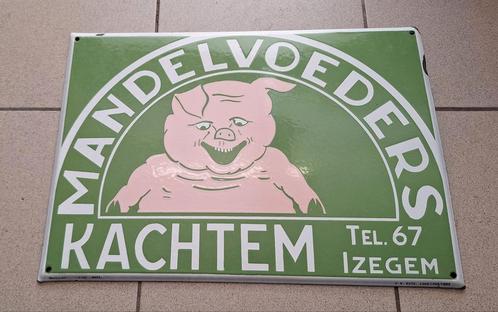 Emaille bord Mandelvoeders Kachtem 1950, Verzamelen, Merken en Reclamevoorwerpen, Gebruikt, Reclamebord, Ophalen of Verzenden