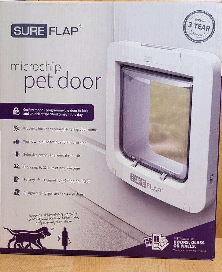 Chatière Sureflap à reconnaissance de puce (kattenluik), Animaux & Accessoires, Accessoires pour chats, Utilisé, Enlèvement ou Envoi