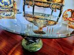 Salontafel in geslepen glas en brons, Ophalen