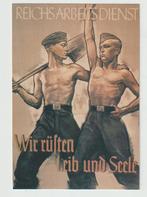 1939, Reichsarbeitsdienst Carte Postale + 3 cartes railleurs, Collections, Photo ou Poster, Armée de terre, Envoi