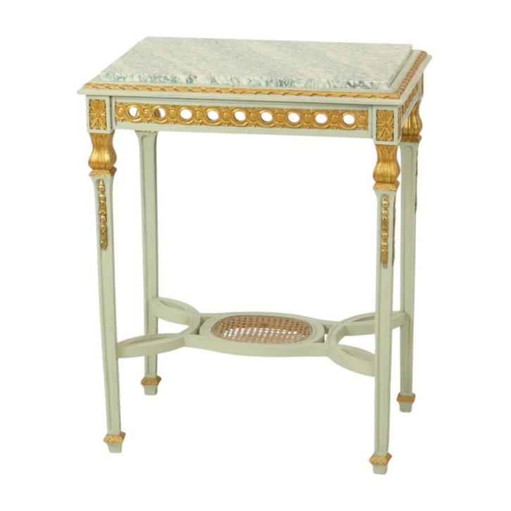 Antieke Vergulde Bijzettafel Console Groen Marmer Louis XVI, Antiek en Kunst, Antiek | Meubels | Tafels, Ophalen