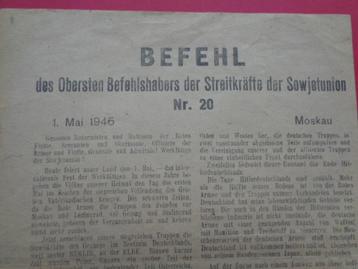WO2 , Russisch vlugschrift 01/05/1945 , in het Duits opgest