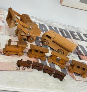Vintage antiek hout houten Speelgoed trein truck shovel wood beschikbaar voor biedingen
