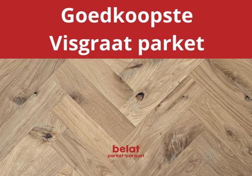 BELAT | Massieve visgraatparket vanaf €22,95/m² !, Doe-het-zelf en Bouw, Vloerdelen en Plavuizen, Nieuw, Parket, Hout, 50 tot 150 cm