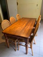 Grenen tafel met 6 rieten stoelen goedkoop !, Huis en Inrichting, Complete eetkamers, Ophalen, Zo goed als nieuw