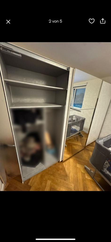 Kledingkast met spiegel – schuifdeuren, Huis en Inrichting, Kasten | Kleerkasten, Gebruikt, 200 cm of meer, 200 cm of meer, 50 tot 75 cm