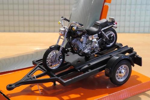 Harley Davidson FXDL Dyna Low Rider black + trailer 1:18, Hobby en Vrije tijd, Modelauto's | 1:18, Nieuw, Motor, Maisto, Ophalen of Verzenden