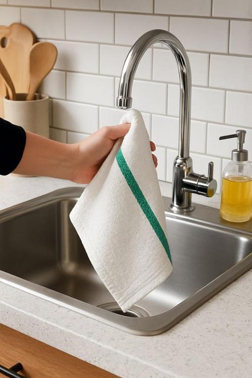 100x Keuken/Vaatdoek - White/Green, Huis en Inrichting, Keuken | Textiel