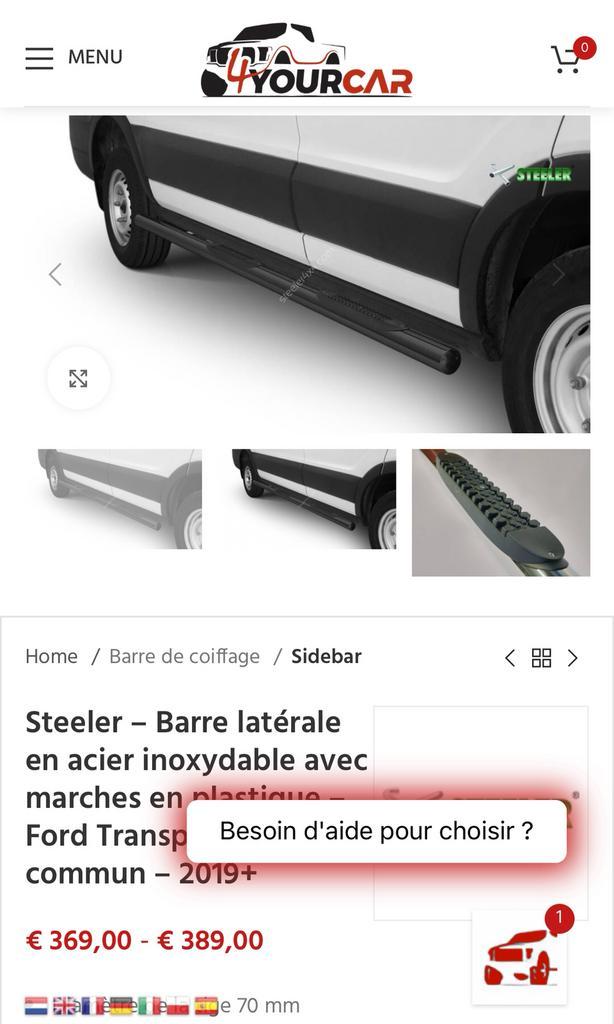 Zwart opstapbord voor Ford Transit L2H2 2019+, Auto-onderdelen, Sidebars, Nieuw, Ophalen