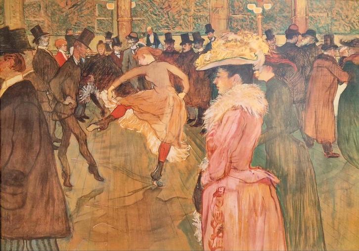 Toulouse-Lautrec (Affiche) - La Danse au Moulin Rouge, Verzamelen, Posters, Gebruikt, Muziek, A1 t/m A3, Rechthoekig Staand, Met lijst
