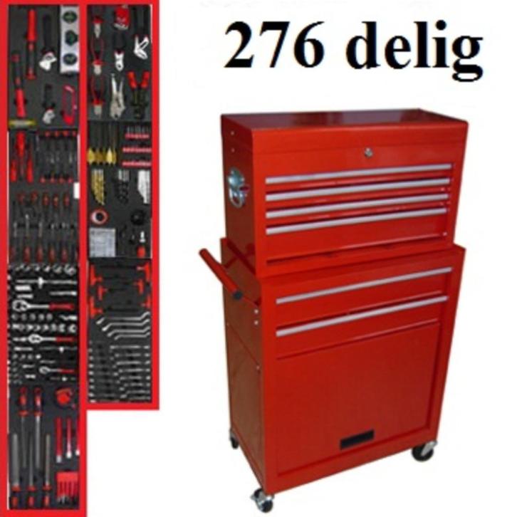 Gevulde Gereedschapswagen op wieltjes 276 dlg. SPLINTERNIEUW, Doe-het-zelf en Bouw, Gereedschapskisten, Nieuw, Gevuld, Ophalen of Verzenden