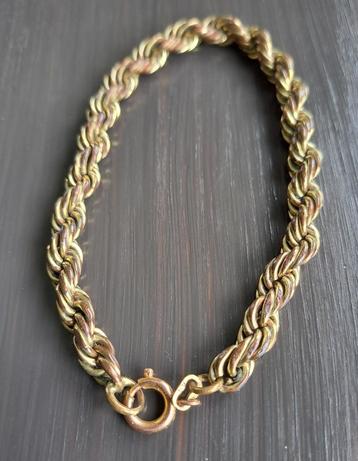 Bracelet en corde torsadée en métal vintage doré de 20 cm