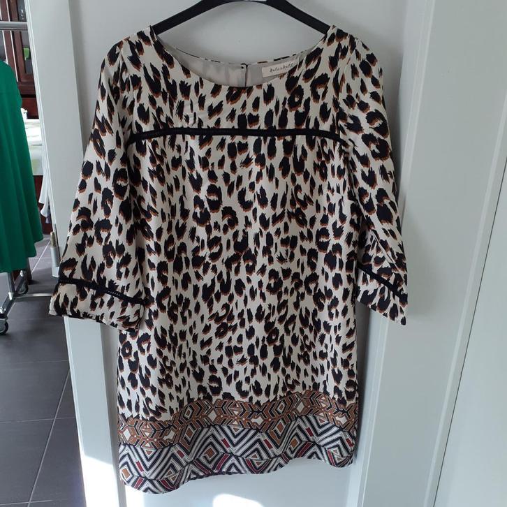 AMELIE & AMELIE Satijnen rechte jurk met print Mt: L Pr: € 4, Kleding | Dames, Jurken, Gedragen, Maat 42/44 (L), Zwart, Boven de knie
