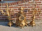 Prachtige bronzen klok met kandelaars, Antiek en Kunst, Antiek | Klokken, Ophalen of Verzenden