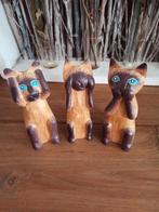 3 chats de la sagesse en bois, Antiquités & Art, Art | Sculptures & Bois, Enlèvement
