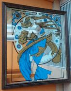 Decoratieve art deco gezeefdrukte spiegel type “la roche par, Antiek en Kunst, Ophalen
