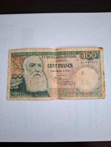 Billet de 100 Francs du Congo Belge, Enlèvement ou Envoi