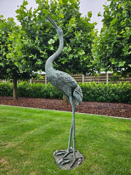 Bronzen grote kraanvogel de zware versie! aan lage prijs !!!, Tuin en Terras, Tuinbeelden, Zo goed als nieuw, Dierenbeeld, Overige materialen