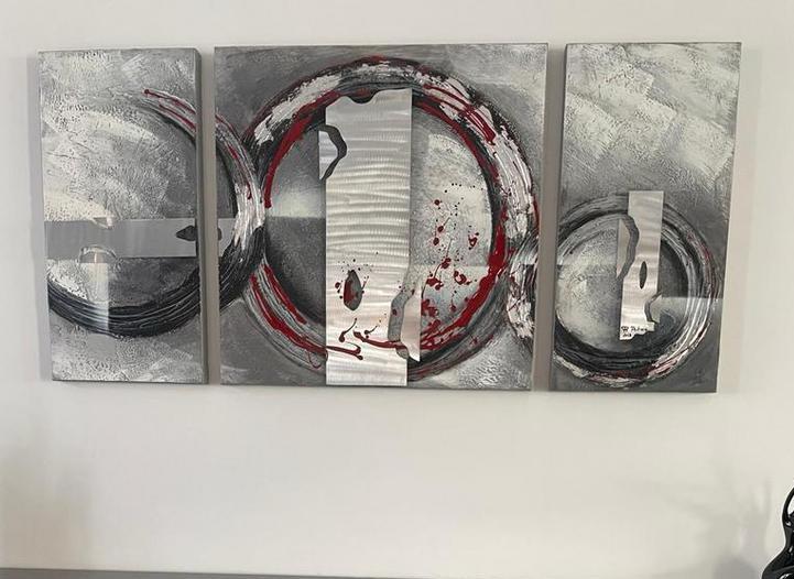 Modern schilderij in 3 delen, Antiquités & Art, Art | Peinture | Moderne, Enlèvement