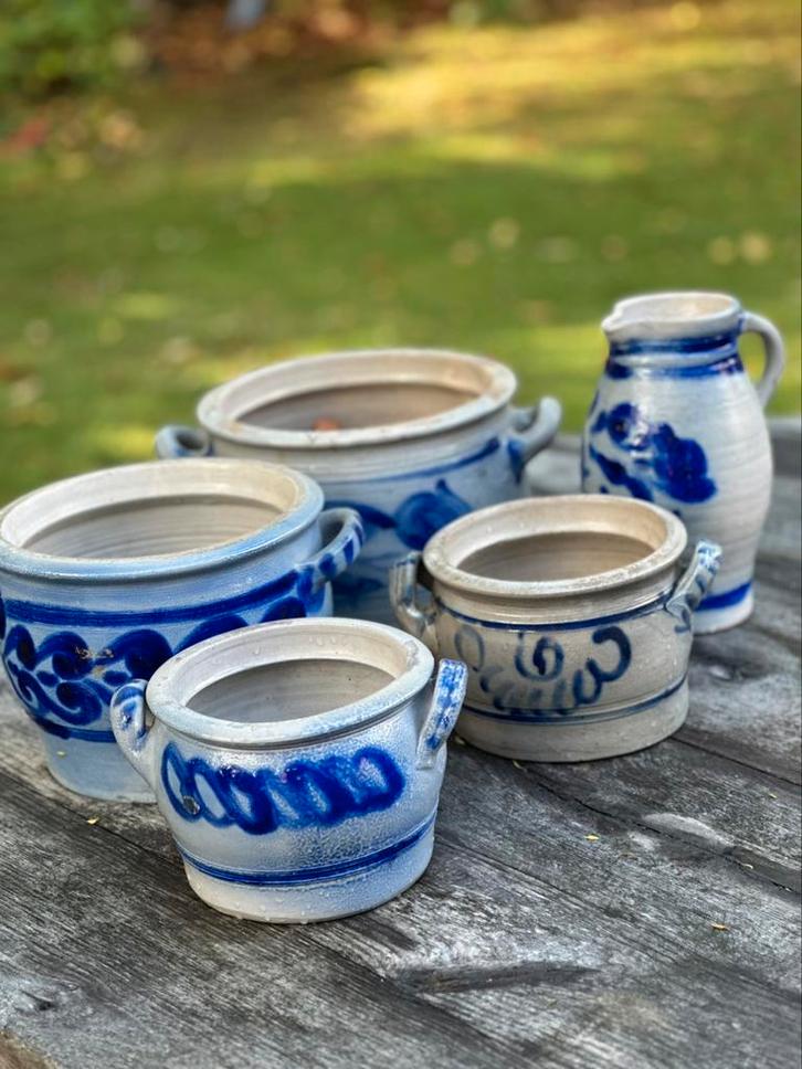 Set Westerwald aardewerk – 5 stuks intact zoutglazuur, Antiek en Kunst, Antiek | Keramiek en Aardewerk, Ophalen