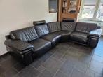 Salon en cuir noir en L ou normal (5 ou 3 personnes), Maison & Meubles, Canapés | Coins salons complets, Enlèvement, Cuir