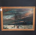 Winterlandschap – Olieverf op doek, Antiek en Kunst, Ophalen