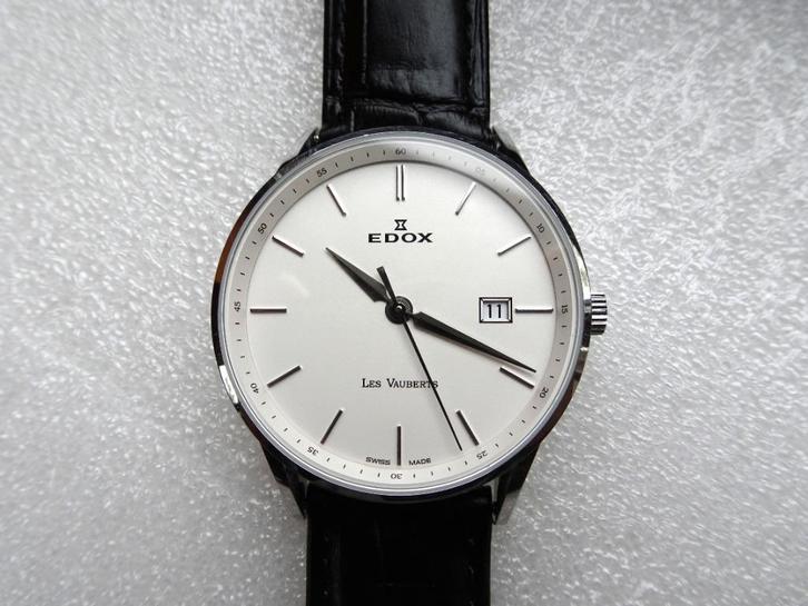 Edox Les Vauberts, Handtassen en Accessoires, Horloges | Heren, Zo goed als nieuw, Polshorloge, Overige merken, Staal, Leer, Ophalen of Verzenden