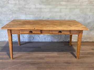 Antieke boerentafel - 179 x 90 cm + 78 cm hoog / 2 lades beschikbaar voor biedingen