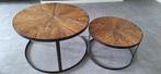 Salontafel - twee stuks - bijzettafels - industrieel - staal, Ophalen, 50 tot 100 cm, Rond, 50 tot 100 cm