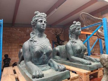 BRONZEN KOPPEL EXCLUSIEVE SFINXEN IN OPDRADHT KLANT TOPPER! beschikbaar voor biedingen