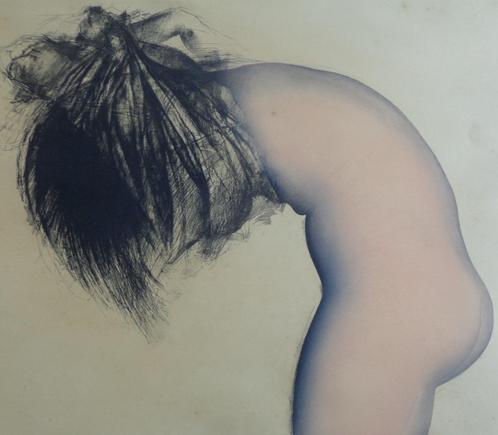 LADISLAV KUKLIK / NAAKTE VROUW / KLEURETS / 53x62cm / SIG, Antiek en Kunst, Kunst | Litho's en Zeefdrukken, Ophalen of Verzenden
