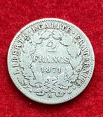 Muntencollectie - 2 munten van Franse frank 1870 - 1871, Antiek en Kunst, Antiek | Zilver en Goud, Ophalen of Verzenden, Zilver