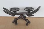 kandelaar duo in gietijzer vorm gewei, mooie patine !, Bruin, Ophalen of Verzenden, Zo goed als nieuw, Metaal