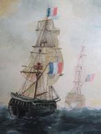 Olie schilderij op doek zeilschepen A. Van Den Branden, Ophalen of Verzenden
