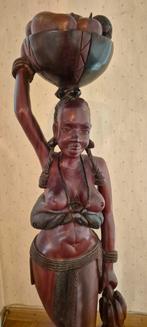 Mahoniehouten Beeld van Afrikaanse vrouw, Antiek en Kunst, Ophalen