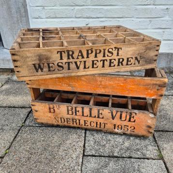 Bierkrat, houten bierbak Trappist Westvleteren en Belle Vue beschikbaar voor biedingen