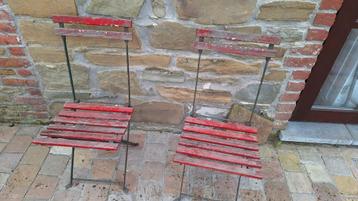 6 Anciennes chaises pliantes en bois et métal 