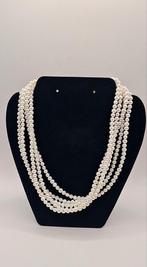 parelketting 5 rijen verguld zilver slot 925, Ophalen of Verzenden, Zo goed als nieuw, Zilver, Zilver