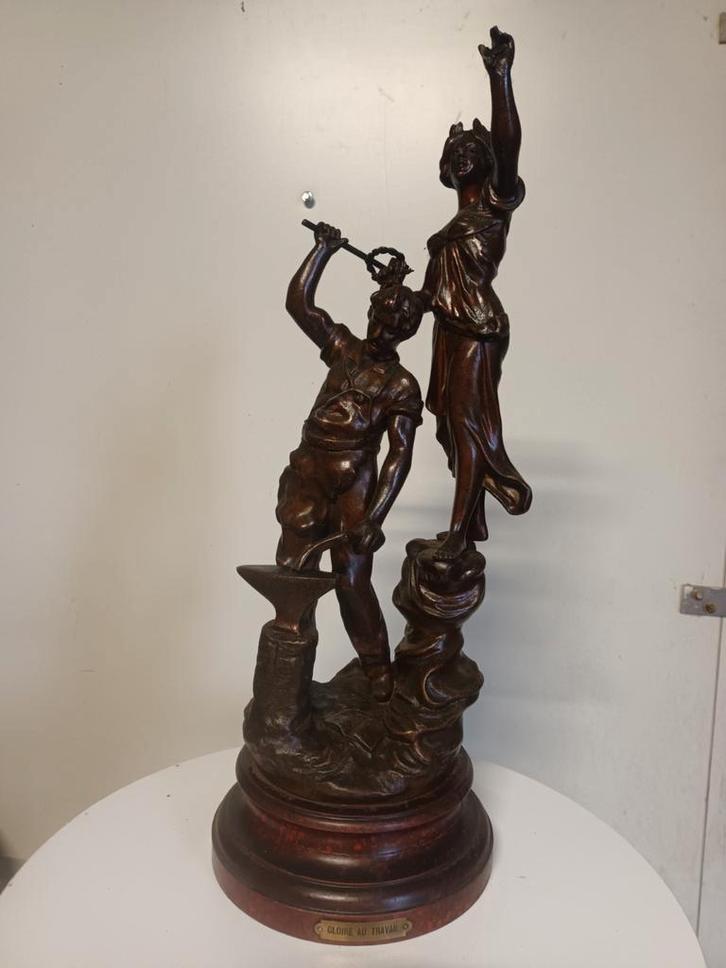 Prachtig beeld,   smid op aambeeld, Antiquités & Art, Antiquités | Bronze & Cuivre, Bronze, Enlèvement