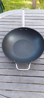 Wok 32 cm avec couvercle et poignées, Comme neuf, Inox, Enlèvement, Wok