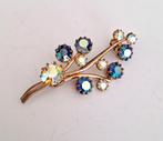 Schitterende vintage broche met Aurora Borealis steenjes, Ophalen of Verzenden, Koper, Broche