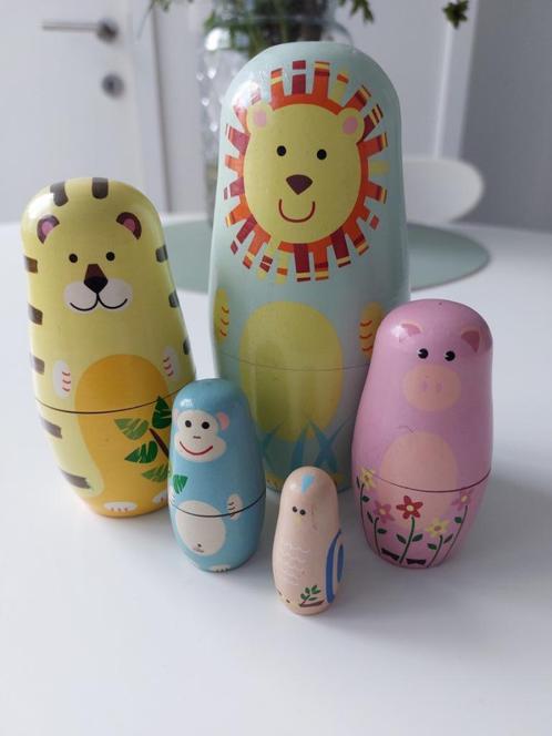 Houten Matruschka dieren, Kinderen en Baby's, Speelgoed | Houten speelgoed, Zo goed als nieuw, Overige typen, Ophalen of Verzenden