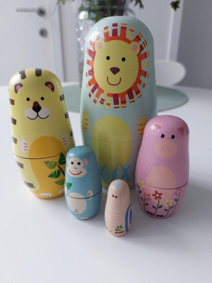Houten Matruschka dieren, Kinderen en Baby's, Speelgoed | Houten speelgoed, Zo goed als nieuw, Overige typen, Ophalen of Verzenden