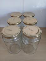 6 bocaux vides propres 350ml avec couvercle doré, Uni, Comme neuf, Verre, Enlèvement