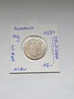Romania 1 leu 1881 AG zeldzaam, Timbres & Monnaies, Monnaies | Europe | Monnaies non-euro, Enlèvement ou Envoi