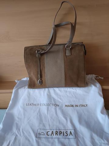 Nieuw: Prachtige taupe bruine leren handtas - Carpisa beschikbaar voor biedingen