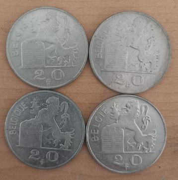 4x  20 FR  BELGIE   ZILVER  € 28 beschikbaar voor biedingen