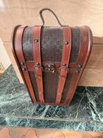 Lederen wijn kist voor twee flessen, Huis en Inrichting, Woonaccessoires | Kisten, Ophalen, Zo goed als nieuw, Overige materialen